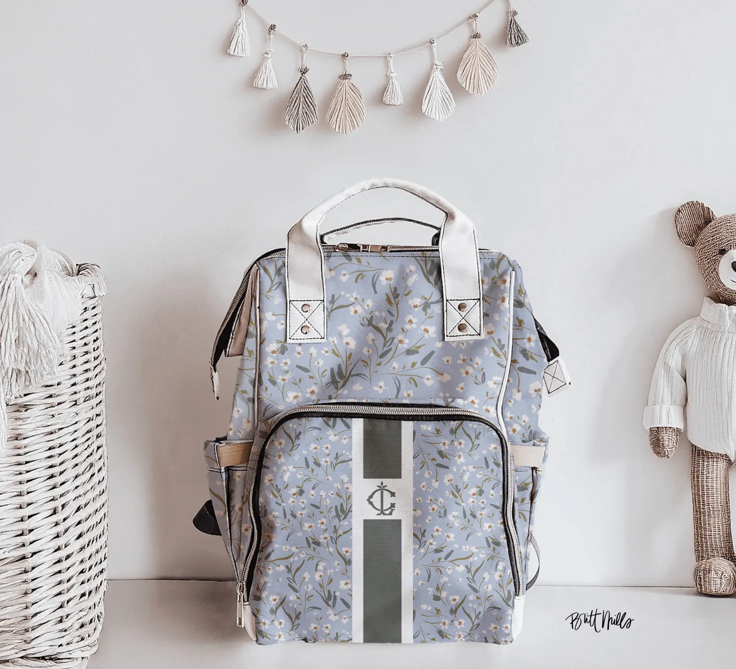 Southern Bloom Personalized Nylon Waterproof Diaper Bag