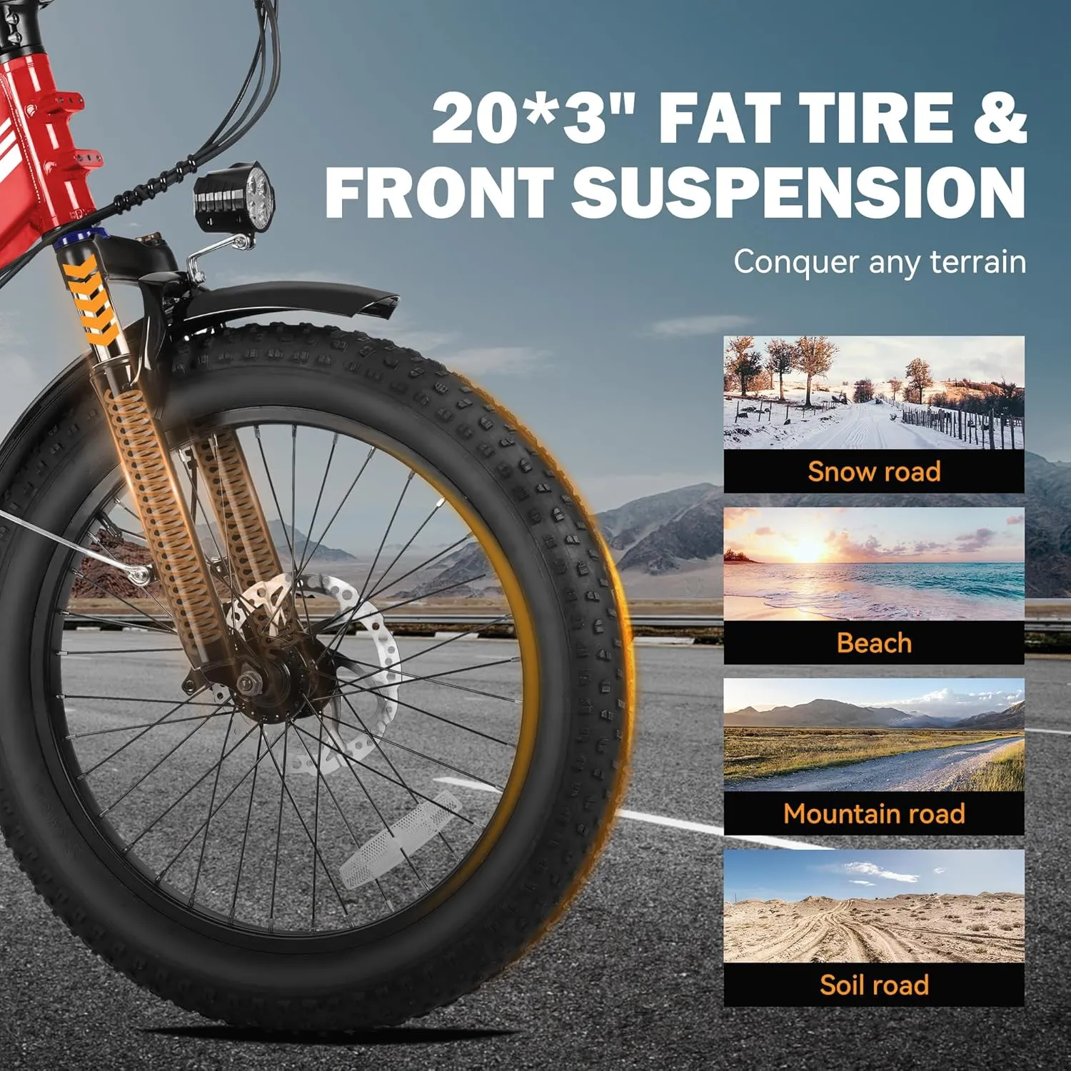 Speedy lite Electric Bike for Adults, 20" Fat Tire Folding Electric Bicycle,Peak 750W, 40Miles Step-Through Ebike, 10.4Ah UL2849 Built-in Battery Ebikes with Fork Suspension
