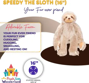Speedy The Sloth 16-Inch Plush Toy – Soft & Cuddly Stuffed Animal, Adorable Plushie for Kids & Adults, Hugging Companion, Ideal Gift for Birthdays, Collectors