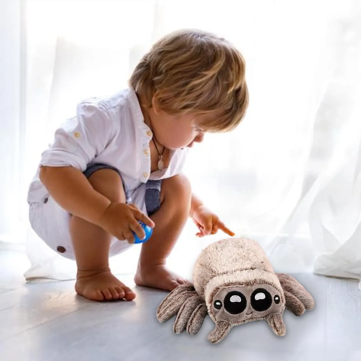 Spider Plush, 6.7 inch Cute Jumping Spider Stuffed Animal Toy Plushies (2pcs Plush)
