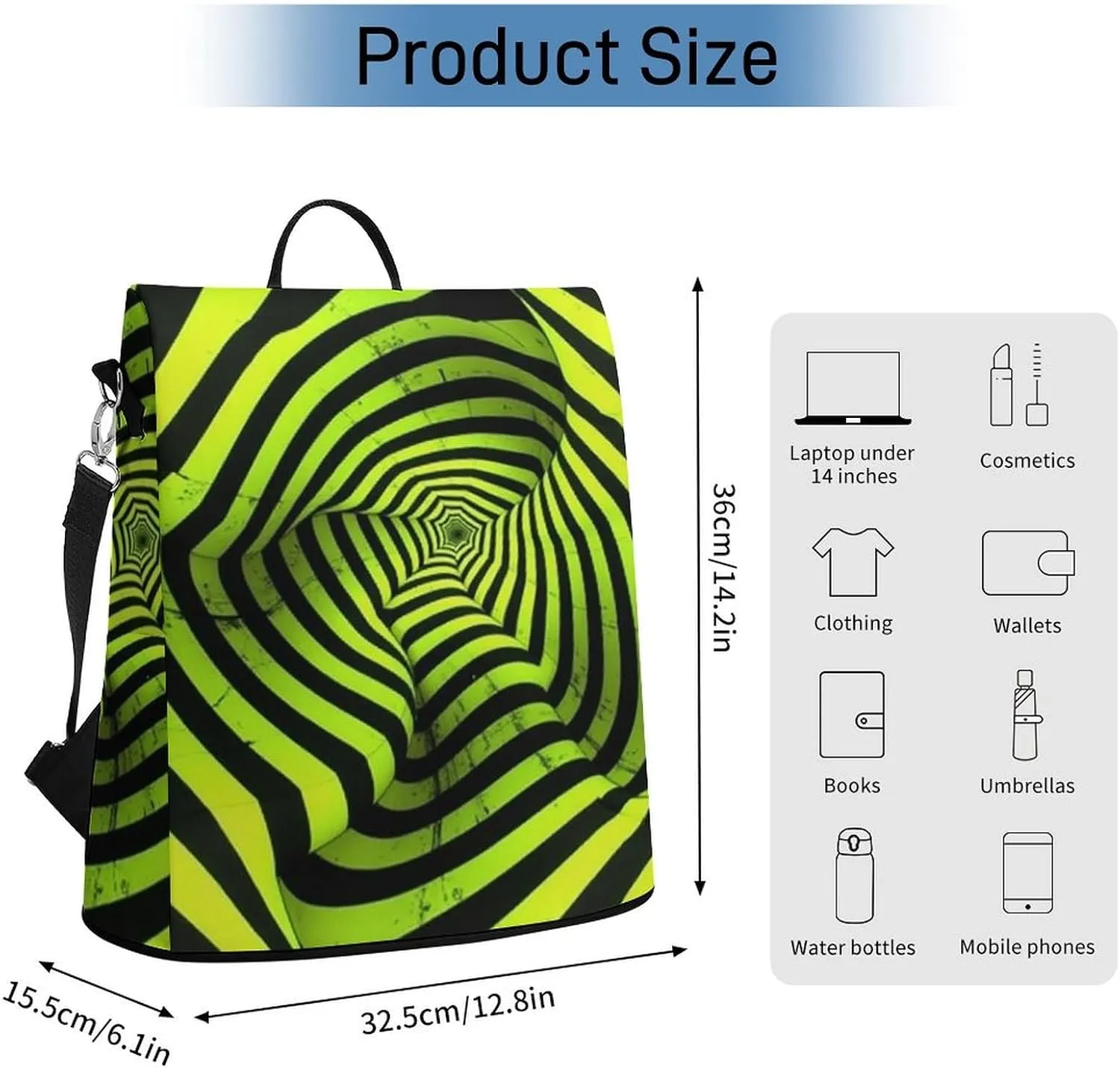 Spin Pattern Backpack Purse for Women Anti Theft Back Pack Fashion Waterproof Shoulder Bag Lightweight Rucksack Ladies Travel Bag