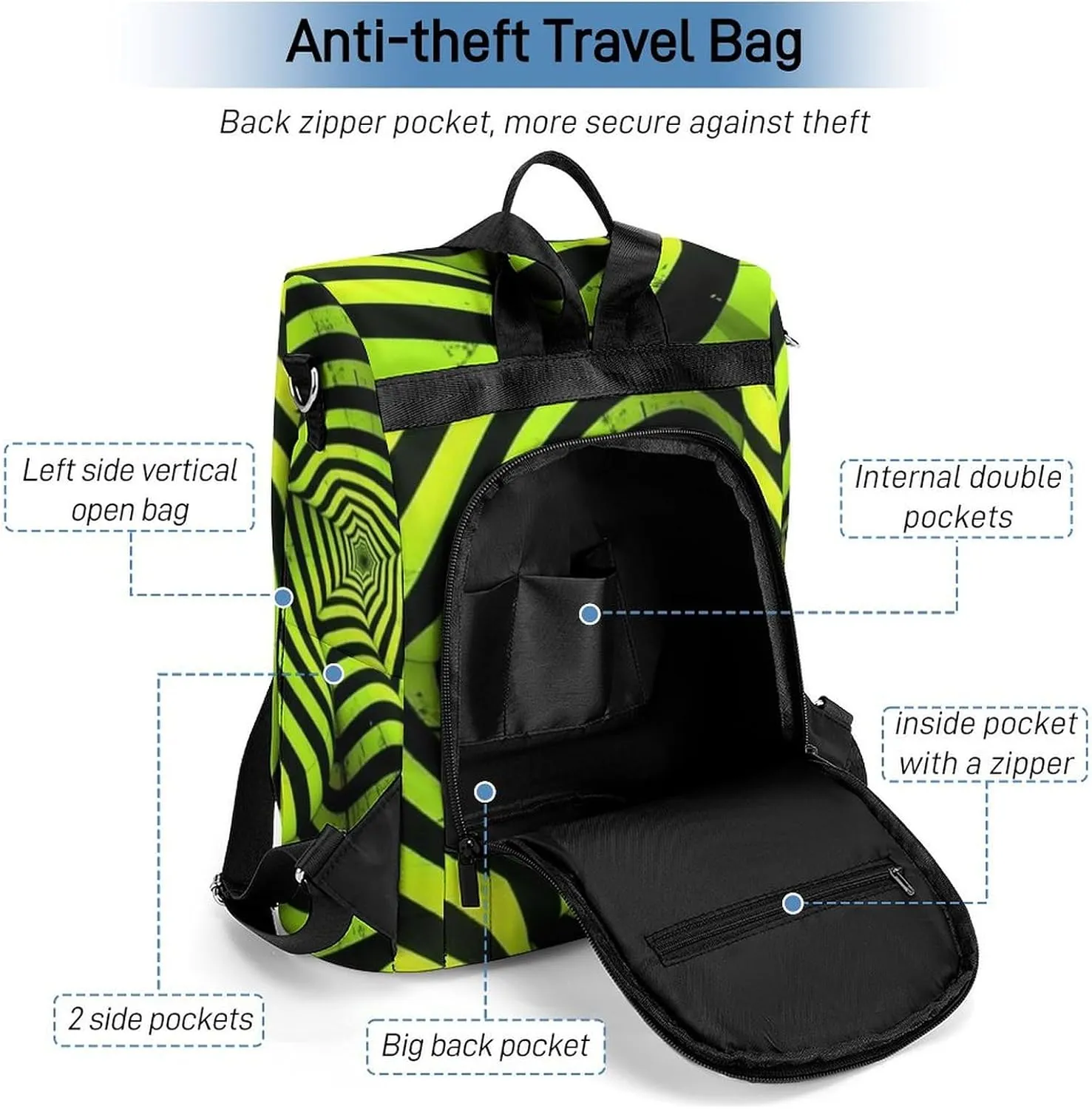 Spin Pattern Backpack Purse for Women Anti Theft Back Pack Fashion Waterproof Shoulder Bag Lightweight Rucksack Ladies Travel Bag