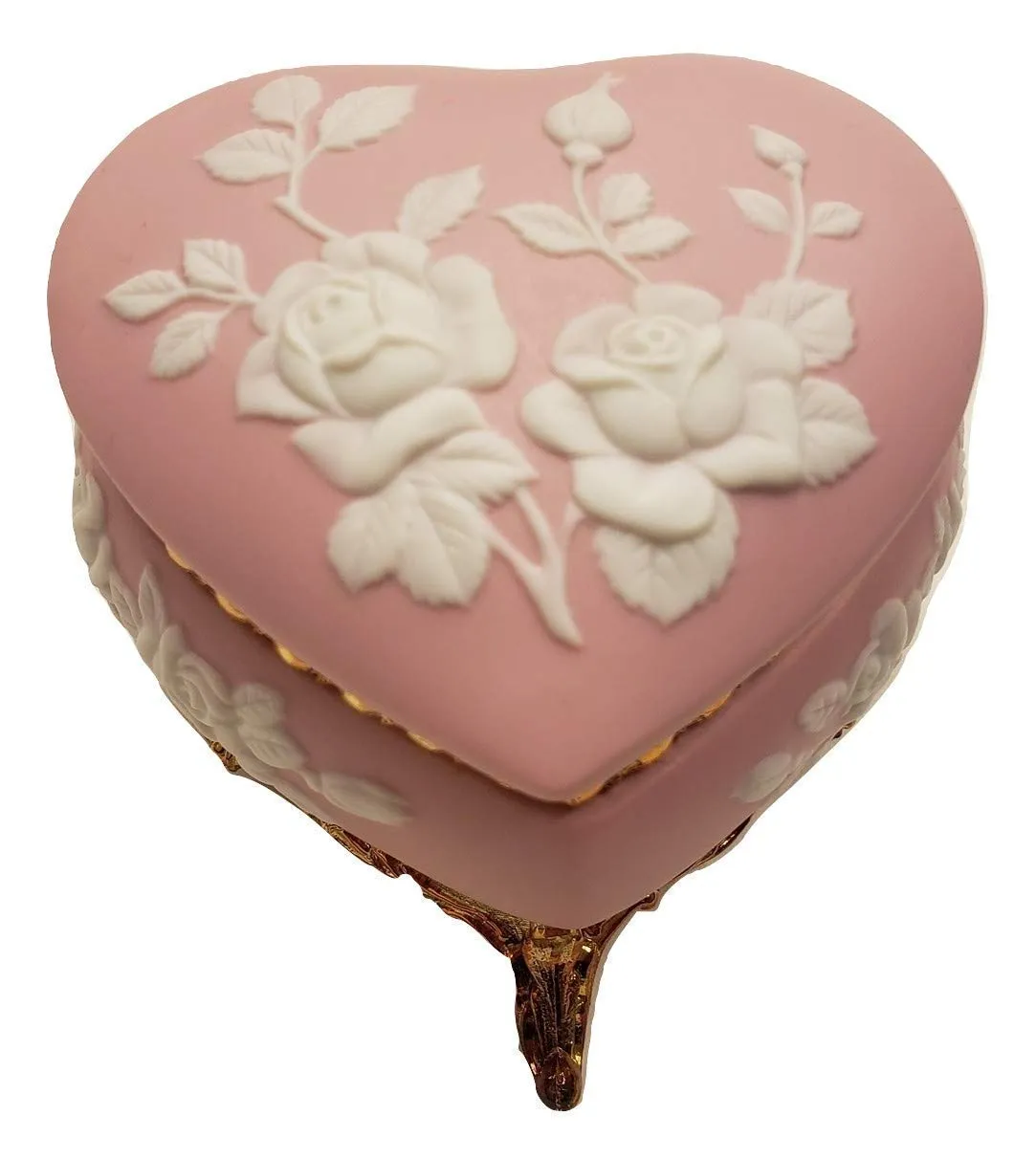 Splendid Music Box Wedgewood Style Heart Shaped Jewelry Box playing All I Ask of You from Phantom of the Opera