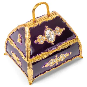Splendid Purple Handbag Shaped Music Box/Jewelry Box Adorned with Swarovski Crystal Components Playing Music of the Night From Phantom of the Opera