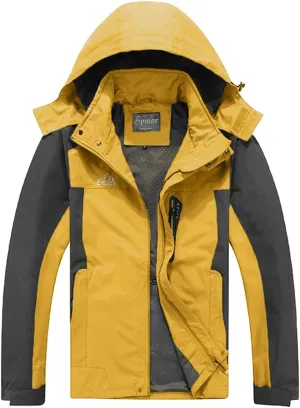 Spmor Men's Outdoor Sports Hooded Windproof Jacket Waterproof Rain Coat