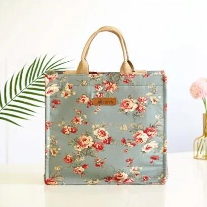 Square Shopping Bag - Beautiful Canvas and Japanese Cotton Fabric - Versatile and Stylish