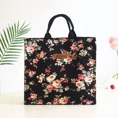 Square Shopping Bag - Beautiful Canvas and Japanese Cotton Fabric - Versatile and Stylish