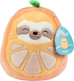 Squishmallows Original 8-Inch Simon The Orange Sloth - Official Jazwares Plush - Collectible Soft & Squishy Sloth Fruit Stuffed Animal Toy - Add to Your Squad - Gift for Kids, Girls & Boys