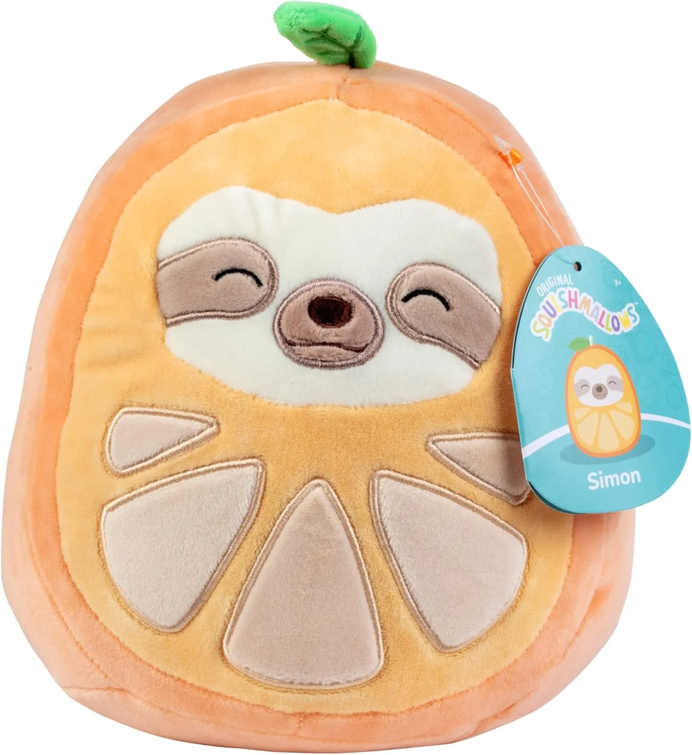 Squishmallows Original 8-Inch Simon The Orange Sloth - Official Jazwares Plush - Collectible Soft & Squishy Sloth Fruit Stuffed Animal Toy - Add to Your Squad - Gift for Kids, Girls & Boys