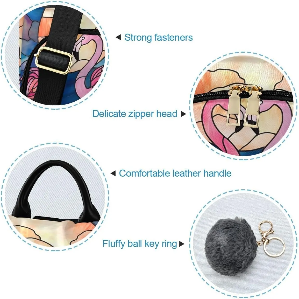 Stained Glass Depiction Flamingos Fashion Backpack Purse for Women Back Zipper Pocket Design
