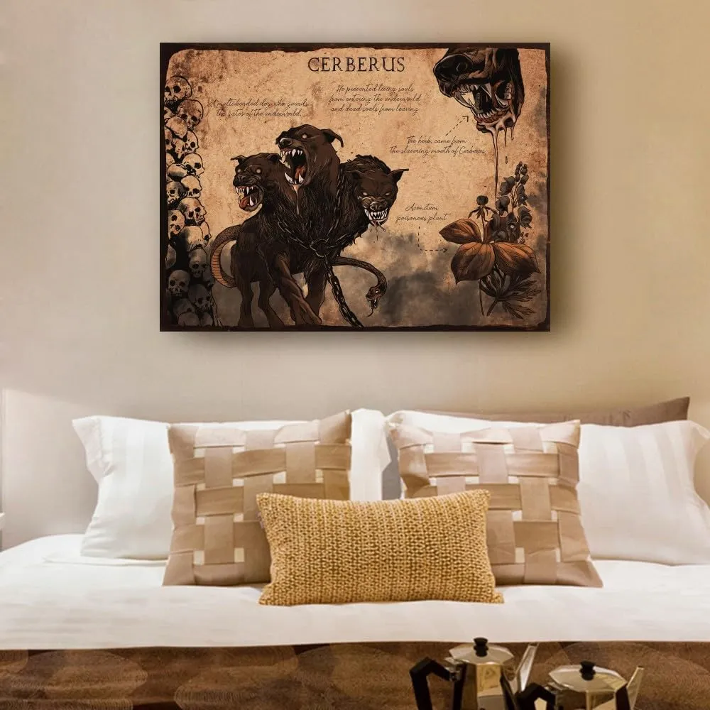 Stantini Cerberus Wall Art Greek Myths for Kids Poster Decoration Rectangular Canvas Pictures for Living Room Wall Decorative for Bedroom Paintings (8.00''x12.00'',Unframed)
