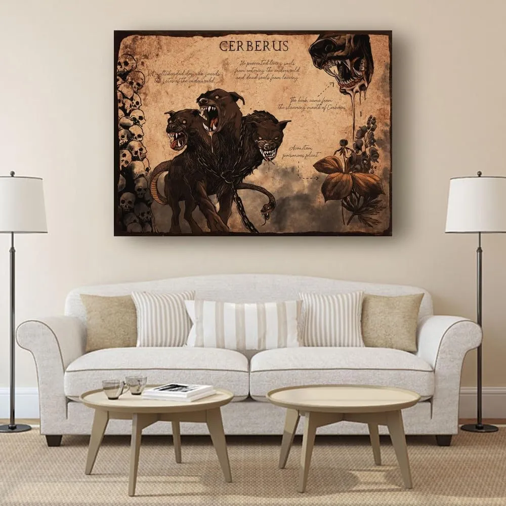 Stantini Cerberus Wall Art Greek Myths for Kids Poster Decoration Rectangular Canvas Pictures for Living Room Wall Decorative for Bedroom Paintings (8.00''x12.00'',Unframed)