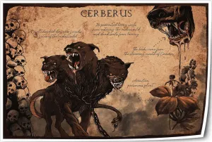 Stantini Cerberus Wall Art Greek Myths for Kids Poster Decoration Rectangular Canvas Pictures for Living Room Wall Decorative for Bedroom Paintings (8.00''x12.00'',Unframed)