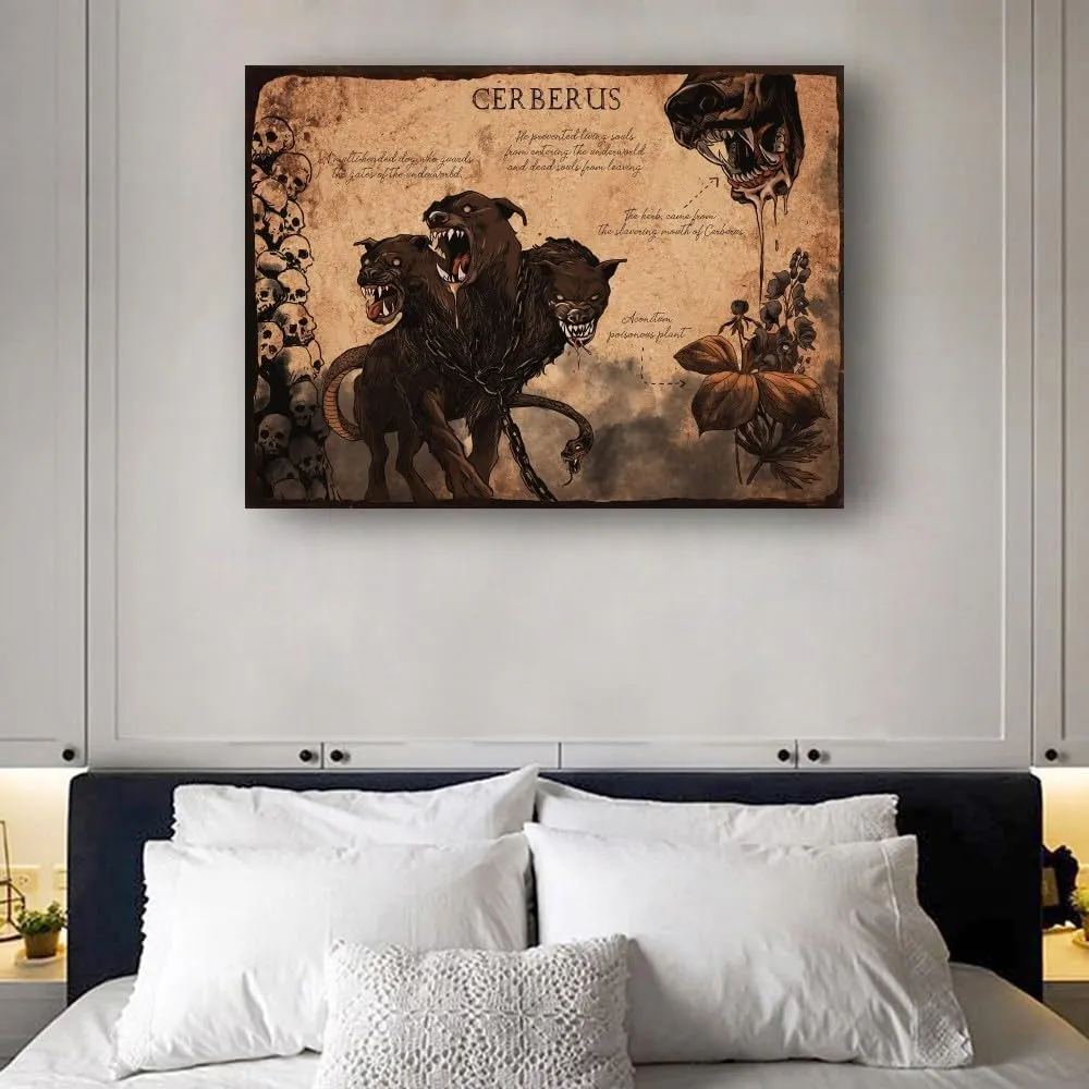 Stantini Cerberus Wall Art Greek Myths for Kids Poster Decoration Rectangular Canvas Pictures for Living Room Wall Decorative for Bedroom Paintings (8.00''x12.00'',Unframed)