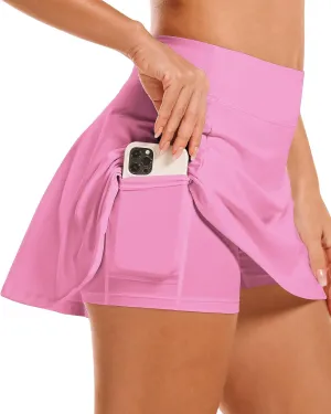 Stelle Women's Tennis Golf Skirts High Waisted with Pockets Inner Shorts for Athletic Skorts Sports Running Pickleball
