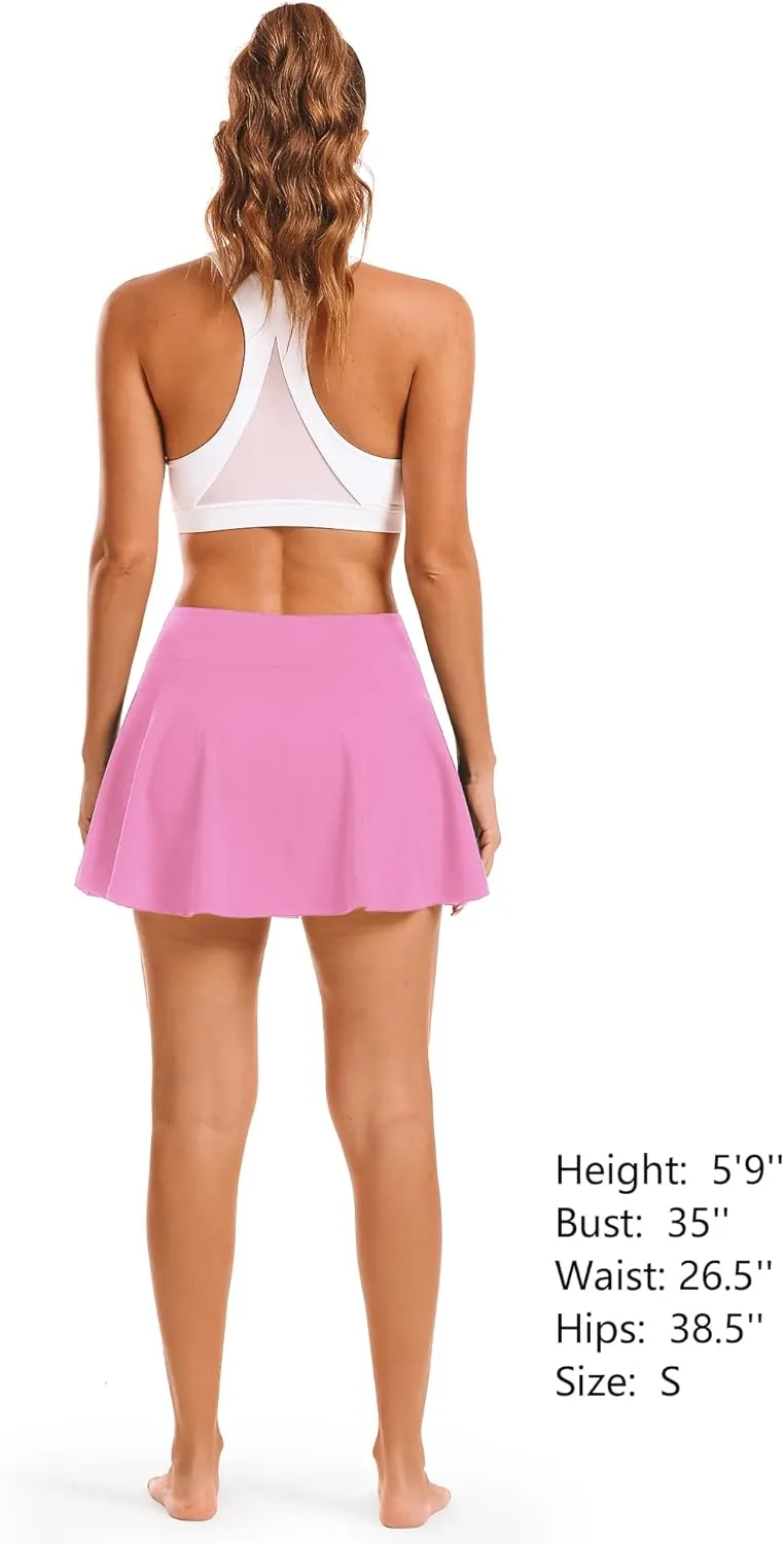 Stelle Women's Tennis Golf Skirts High Waisted with Pockets Inner Shorts for Athletic Skorts Sports Running Pickleball