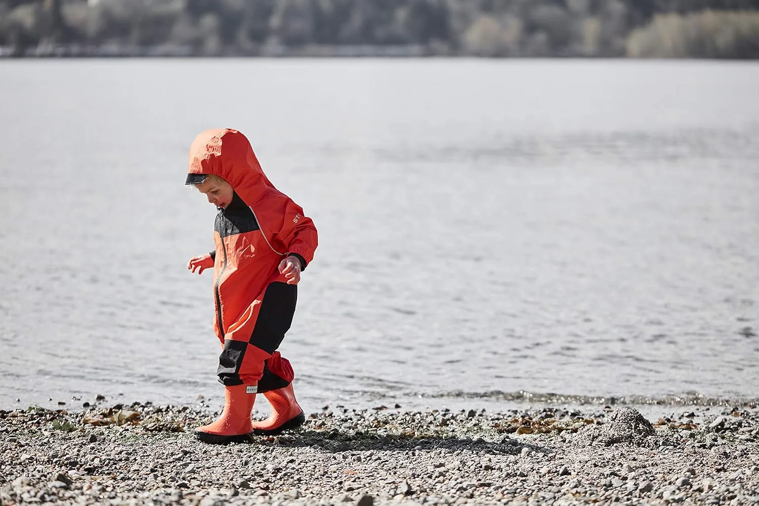 Stonz Kids Rain Suit - Toddler & Kids One Piece Outdoor Coverall with Hood - Waterproof Kids Clothes with Reflective Seams