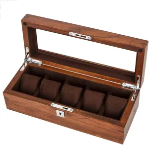 Storage Box - Pure Solid Wood Sunroof Watch Box 5 Pack Mechanical Watch Display Collection Storage Box