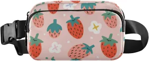 Strawberries Fanny Packs for Women Men Crossbody Bag Fashion Waist Packs Waterproof Sling Bag Belt Bag Waist Pouch with Adjustable Strap for Travel Outdoors Hiking Running Cycling Bum Bag Shoulder