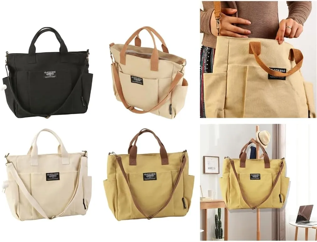 Stylish Canvas Crossbody Bag with Ample Pockets Casual Shoulder Bags Handbag for Shopping and Commuting Essential