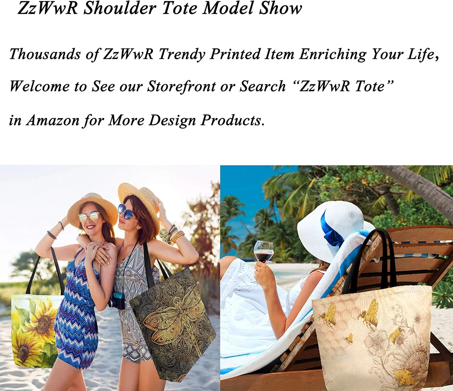 Stylish Cute Pattern Extra Large Shoulder Tote Bag for Beach Travel Weekender Gym Grocery Shopping