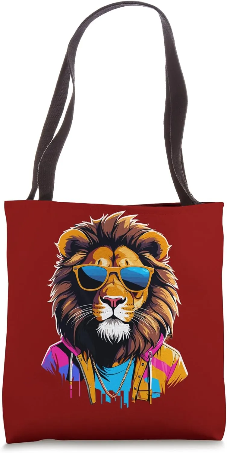 Stylish Lion in Sunglasses Chic Urban Lion Tote Bag