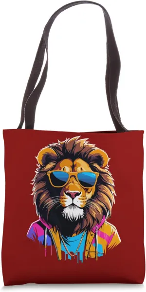 Stylish Lion in Sunglasses Chic Urban Lion Tote Bag