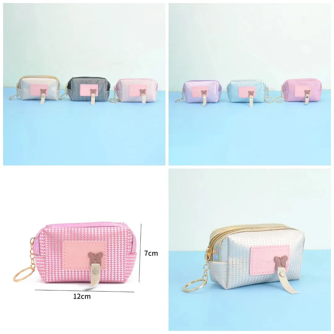 Stylish Mini Zipper Pouch with Keyring for Girls