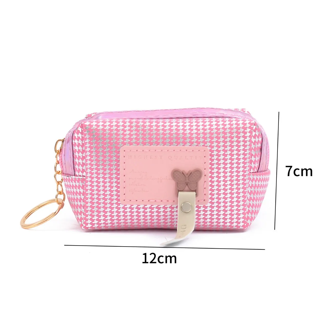 Stylish Mini Zipper Pouch with Keyring for Girls