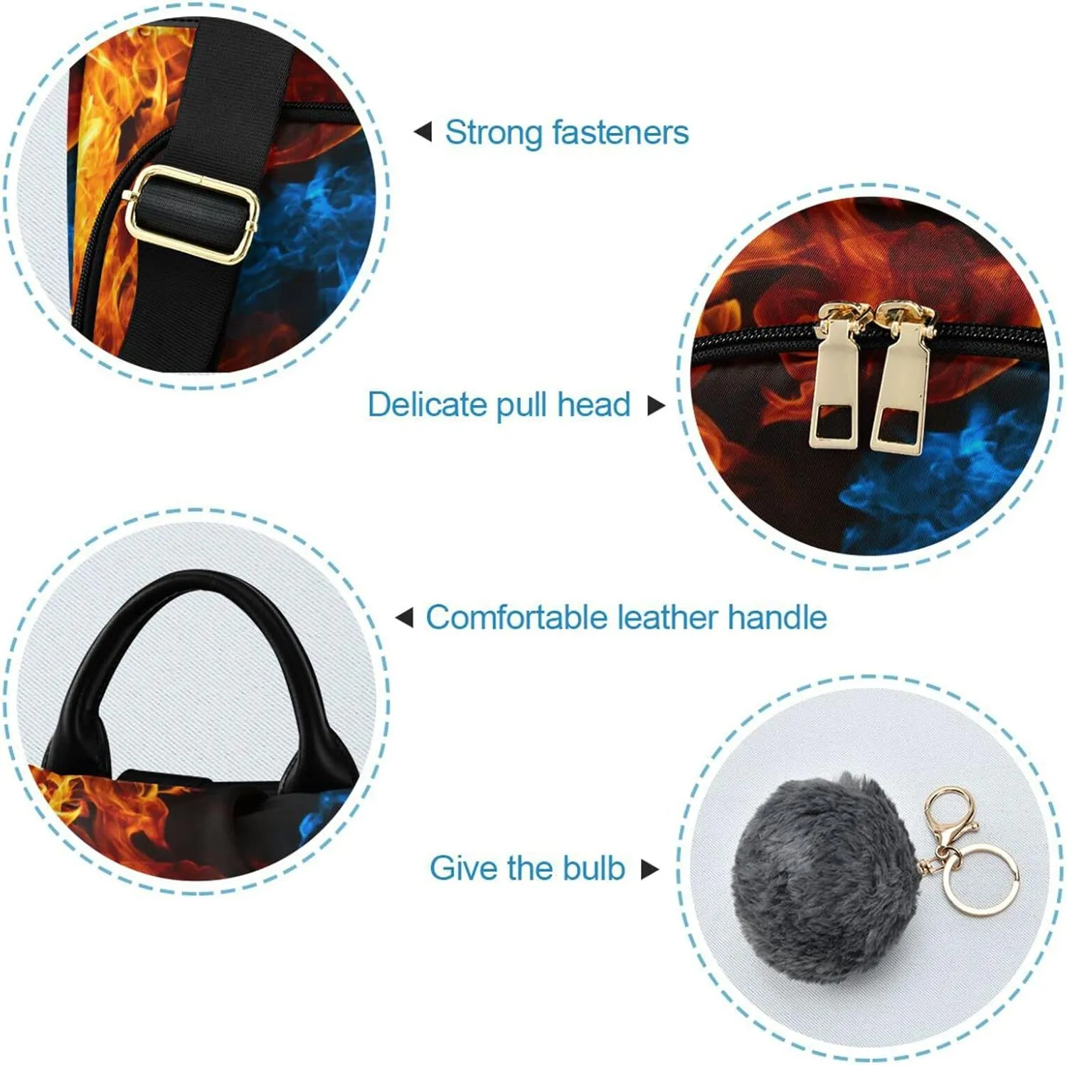 SUABO Red and Blue Fire Custom Backpack Purse for Women, Anti Theft Personalized Name Shoulder Bag Fashion Ladies Travel Bags