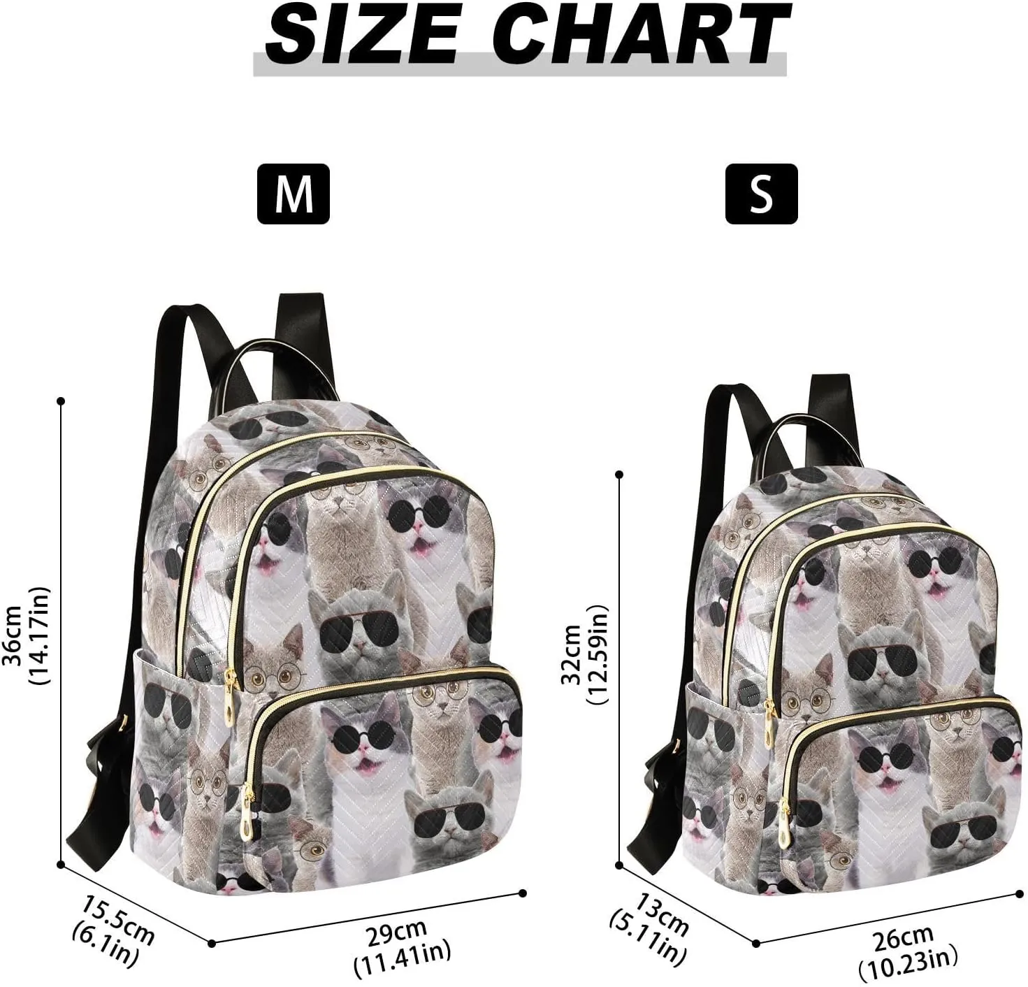 Sunglasses Cats Mini Backpack for Women, Travel Backpack Purse Daypack Shoulder Bag for Ladies