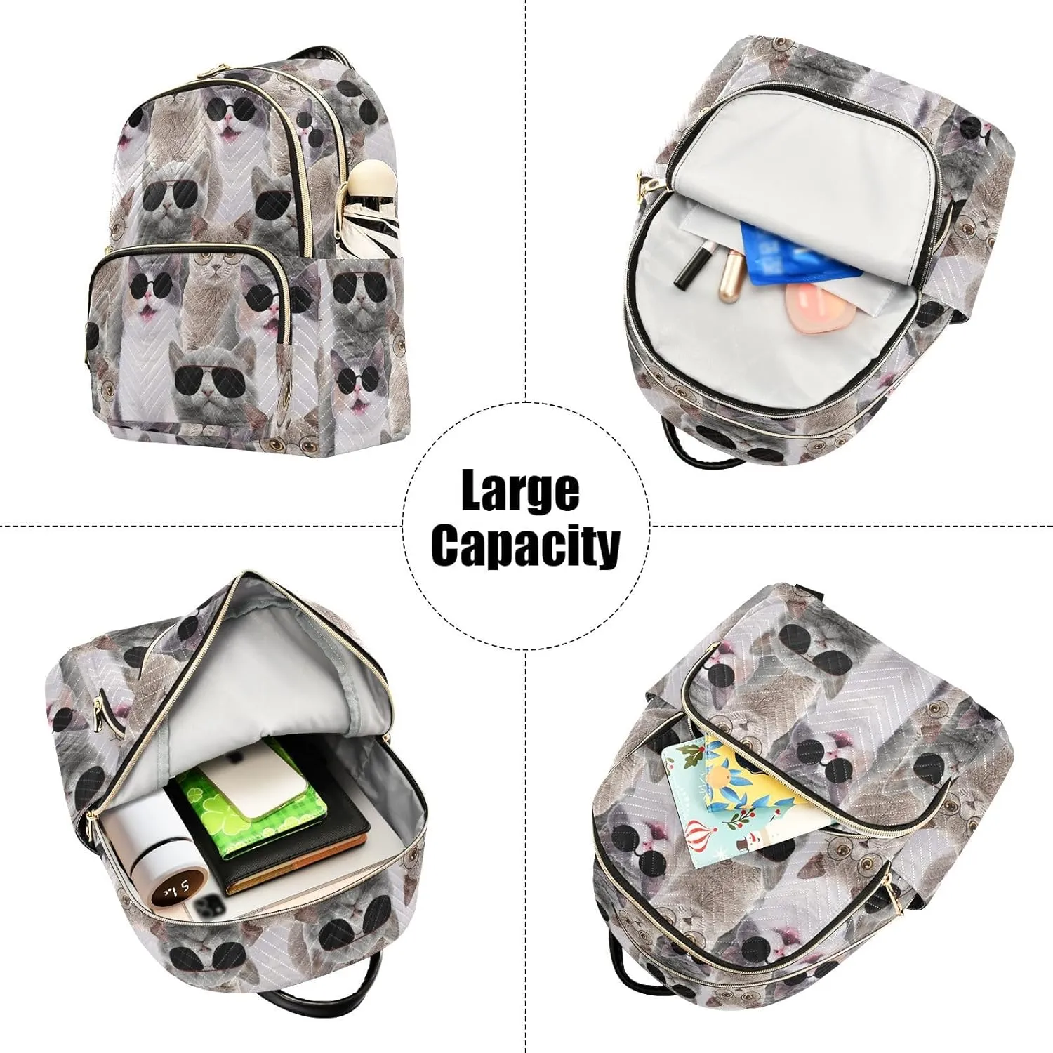 Sunglasses Cats Mini Backpack for Women, Travel Backpack Purse Daypack Shoulder Bag for Ladies