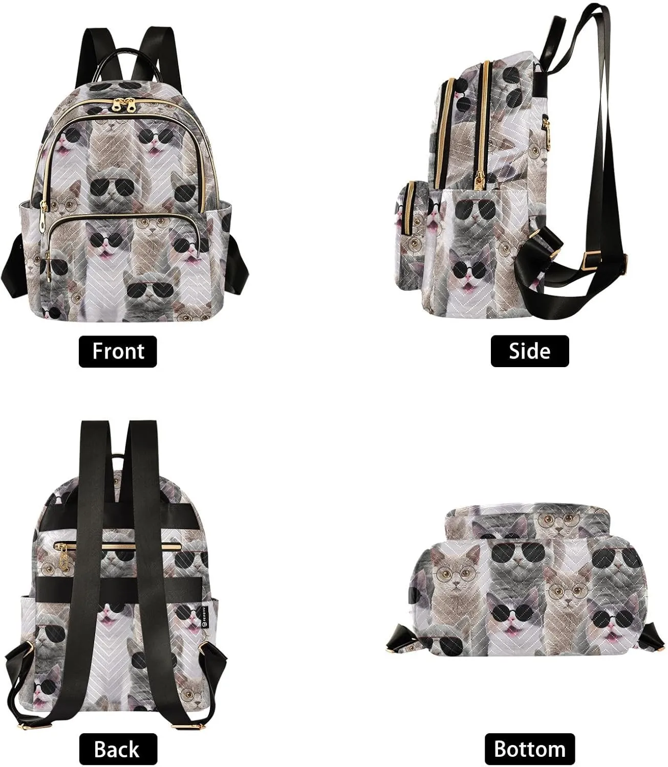 Sunglasses Cats Mini Backpack for Women, Travel Backpack Purse Daypack Shoulder Bag for Ladies