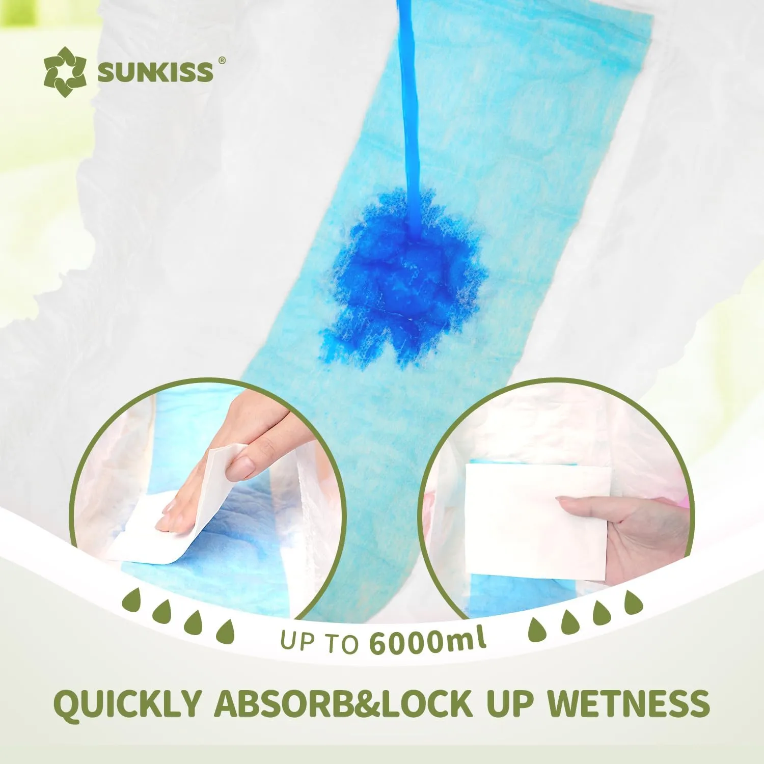 SUNKISS Masterpiece Adult Diapers with Tabs, Unisex Disposable Incontinence Briefs for Women and Men, Odor Control, White, Small/Medium, 10 Count