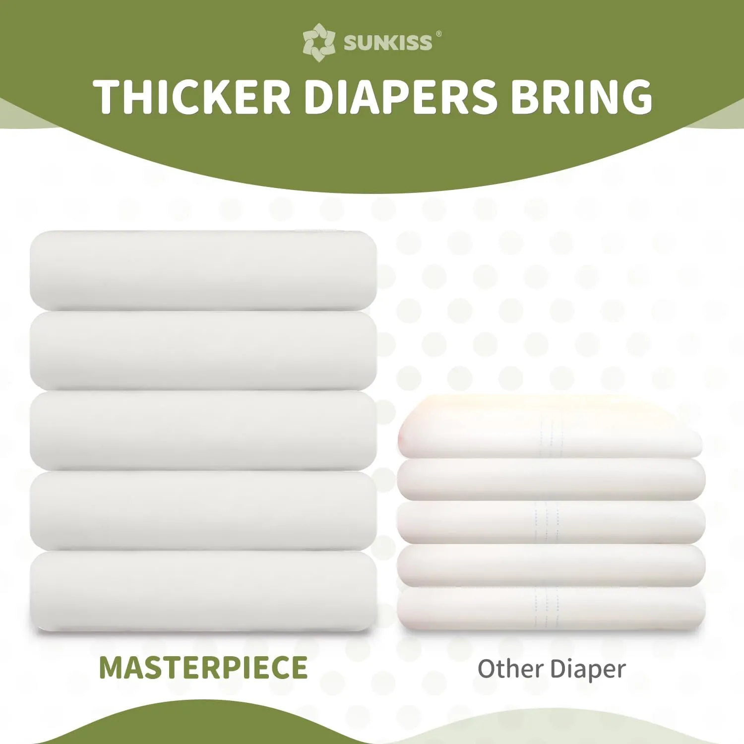SUNKISS Masterpiece Adult Diapers with Tabs, Unisex Disposable Incontinence Briefs for Women and Men, Odor Control, White, Small/Medium, 10 Count