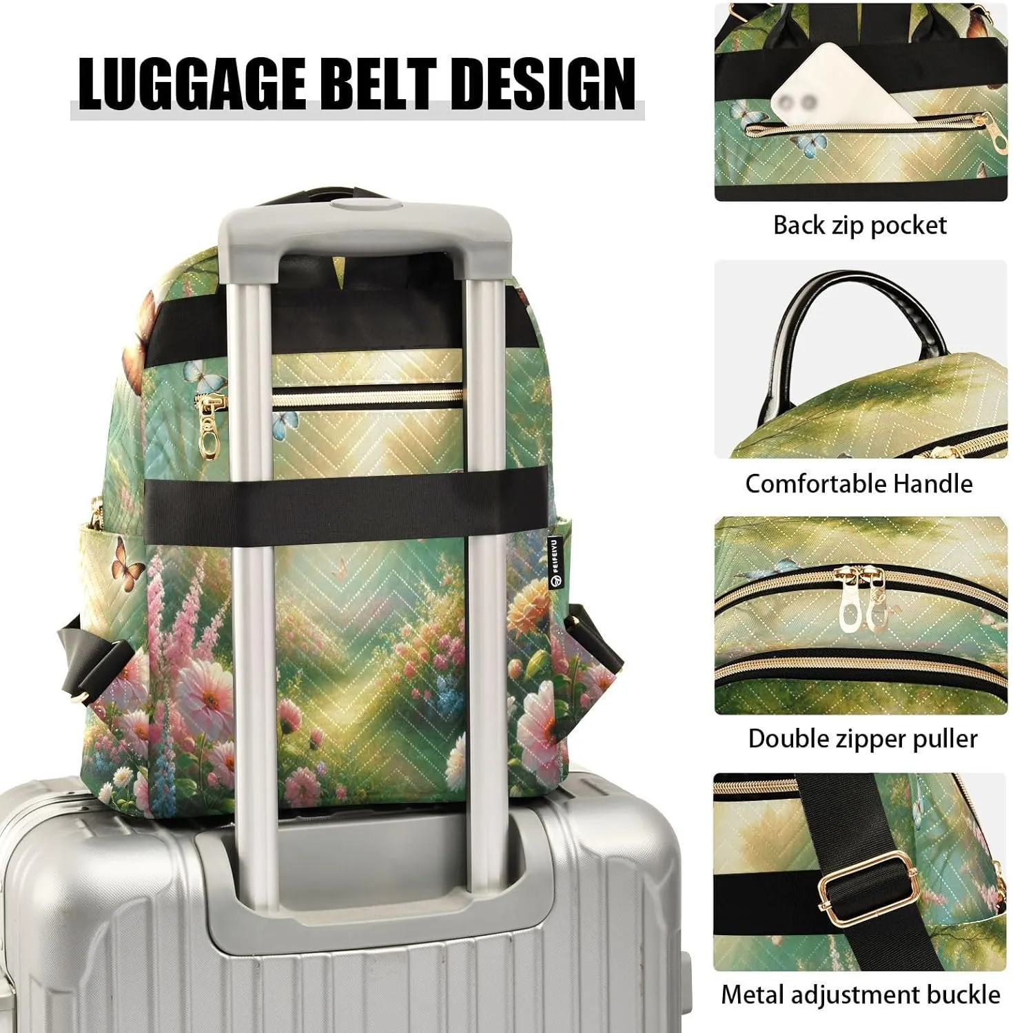 Sunlit Flower Butterflies Backpack Purse for Women Girls Anti-theft Mini Fashion Travel Backpack for Lady Traveling College M