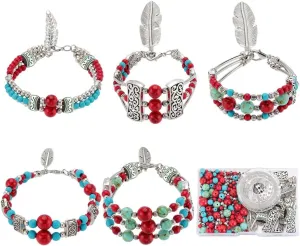 SUNNYCLUE 1 Box 5 Sets Turquoise Multi Layer Bracelet Making Kit Summer Ocean Hawaii Lucky Turquoise Beads Bohemian Wrap Bracelet Feather Charms for Jewelry Making Kits Adults DIY Craft Supplies