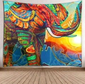 Sunshine Elephant Tapestry Home Art