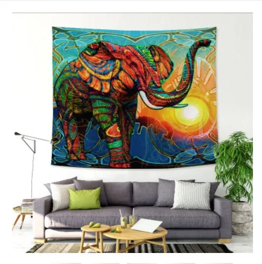 Sunshine Elephant Tapestry Home Art