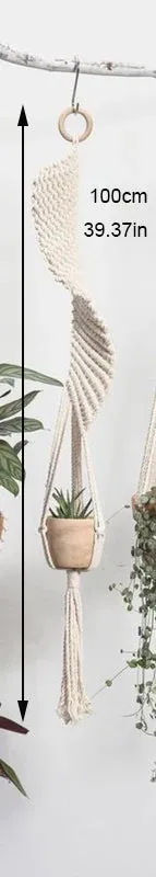 support de plante en macramé suspendu fait main en coton naturel