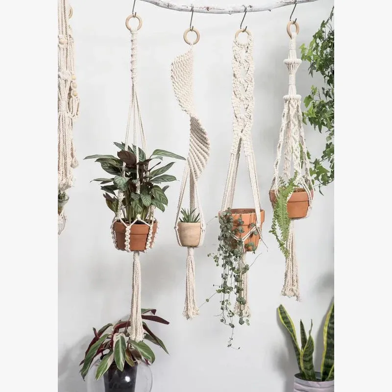 support de plante en macramé suspendu fait main en coton naturel