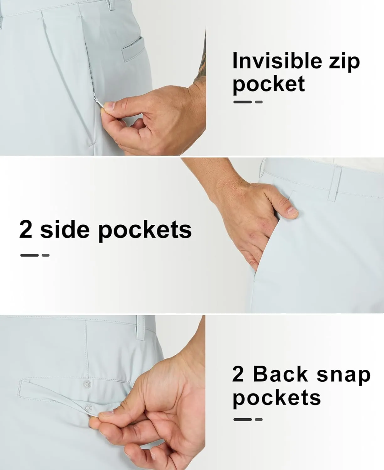 Susclude Mens Classic Fit Golf Pants Stretch Work Dress Comfy Pants Water Resistant Lightweight Casual Trousers with Pockets