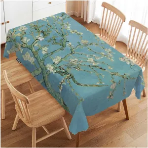 Swono Almond Blossom Tablecloth Retro Cherry Flowers Branch Decorative Table Cover for Kitchen, Dinning, Coffee, Party, Banquet and Holiday Tablecloth, 52x70 Inch(4-6 Seats)