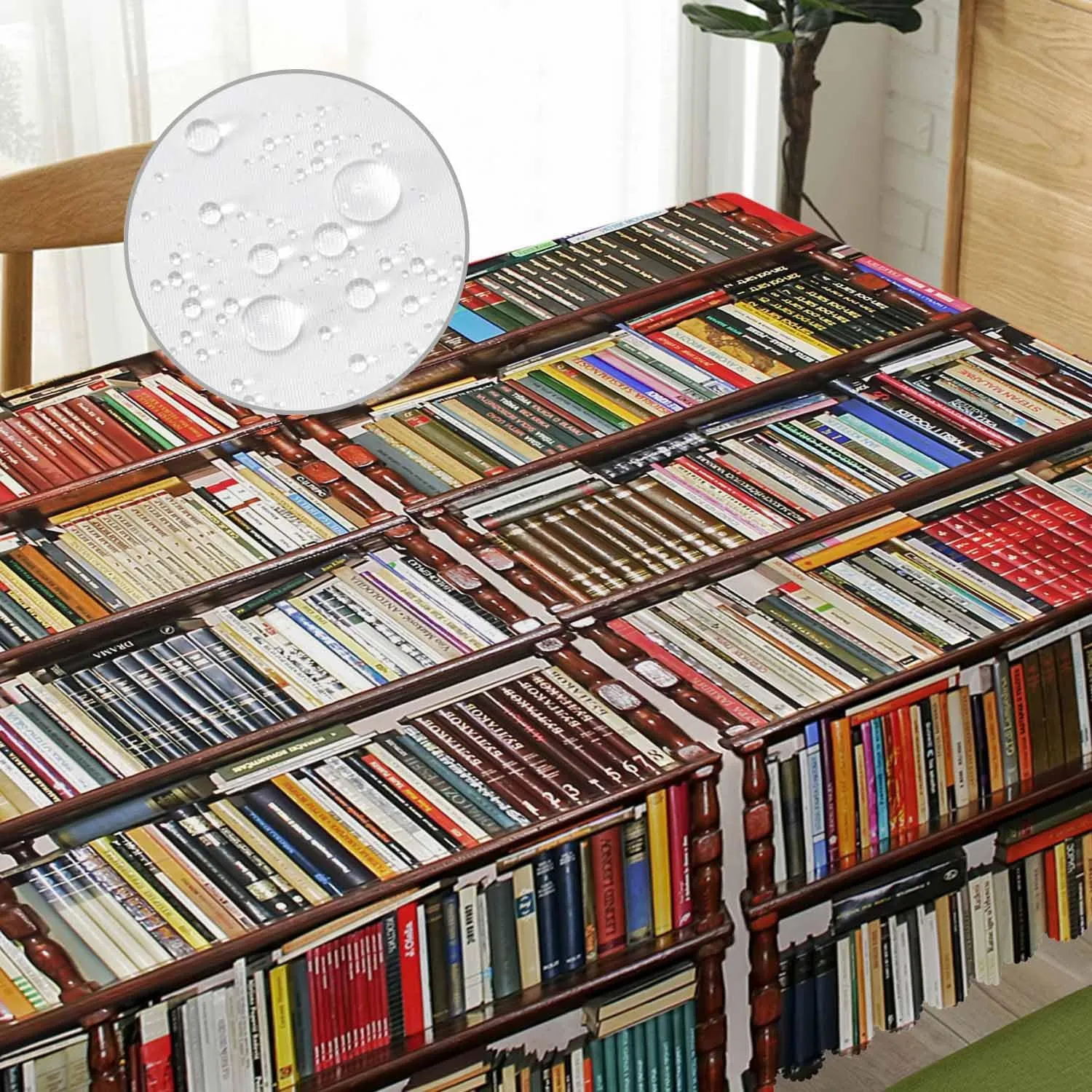 Tablecloth Bookshelf, Library Bookshelves Books Rectangular Table Cover Kitchen Table Cloth for Dining Hotel Coffee Parties Tabletop Decoration, 52x70 Inch