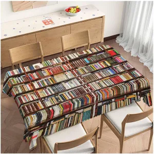 Tablecloth Bookshelf, Library Bookshelves Books Rectangular Table Cover Kitchen Table Cloth for Dining Hotel Coffee Parties Tabletop Decoration, 52x70 Inch