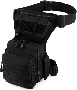 Tactical Bag Multi-Pocket Thigh Bag with Adjustable Strap Waterproof Nylon Tactical Fanny Pack Zipper Closure Unisex Drop Leg Bag for Outdoor Motorcycle Cycling Hiking, Tactical Fanny Pack for Men