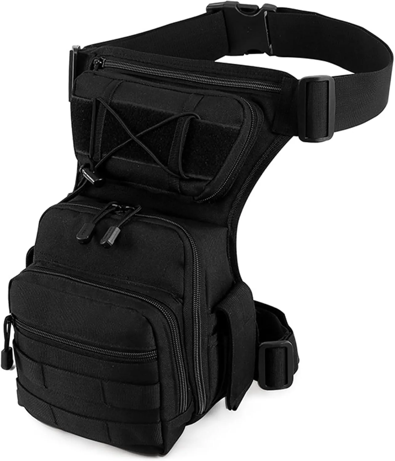 Tactical Bag Multi-Pocket Thigh Bag with Adjustable Strap Waterproof Nylon Tactical Fanny Pack Zipper Closure Unisex Drop Leg Bag for Outdoor Motorcycle Cycling Hiking, Tactical Fanny Pack for Men