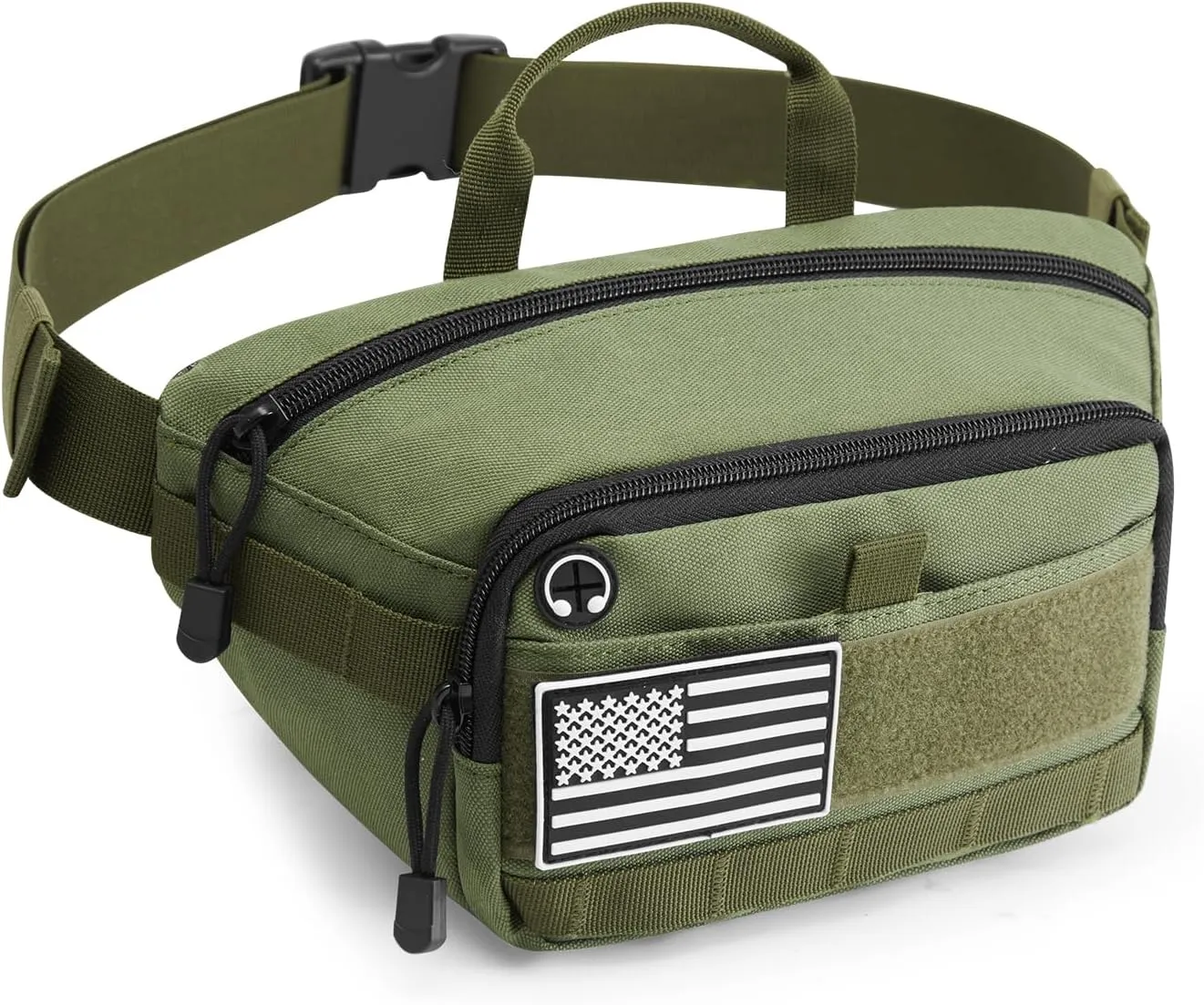 Tactical Fanny Bag with Adjustable Waist Belt, Lightweight waist Pack, Crossbody Bag for Travel/Running/Hiking (Green)