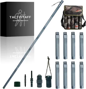 Tactistaff Survival Hiking Stick, Folding Retractable Body Protective Hiking Poles for Outdoor Walking Hiking Camping Multi-Functional Convenient Hiking Poles, Gun Grey
