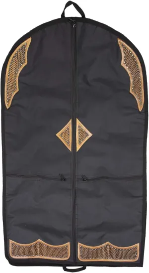 Tahoe Premium Durango Western Garment Carry and Storage Bag - Three Layer Waterproof Padded Construction - Hand Tooled Basket Weave Leather Accents